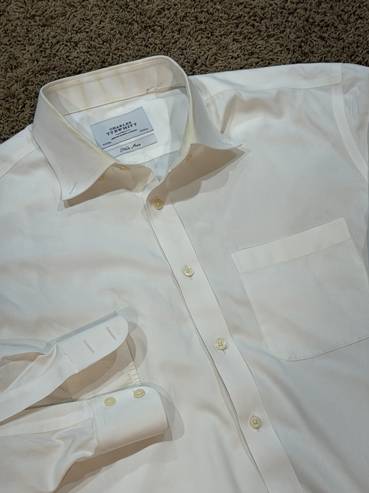 Charles Tyrwhitt Men’s Dress Shirt 16.5 34 White Long Sleeve See Description