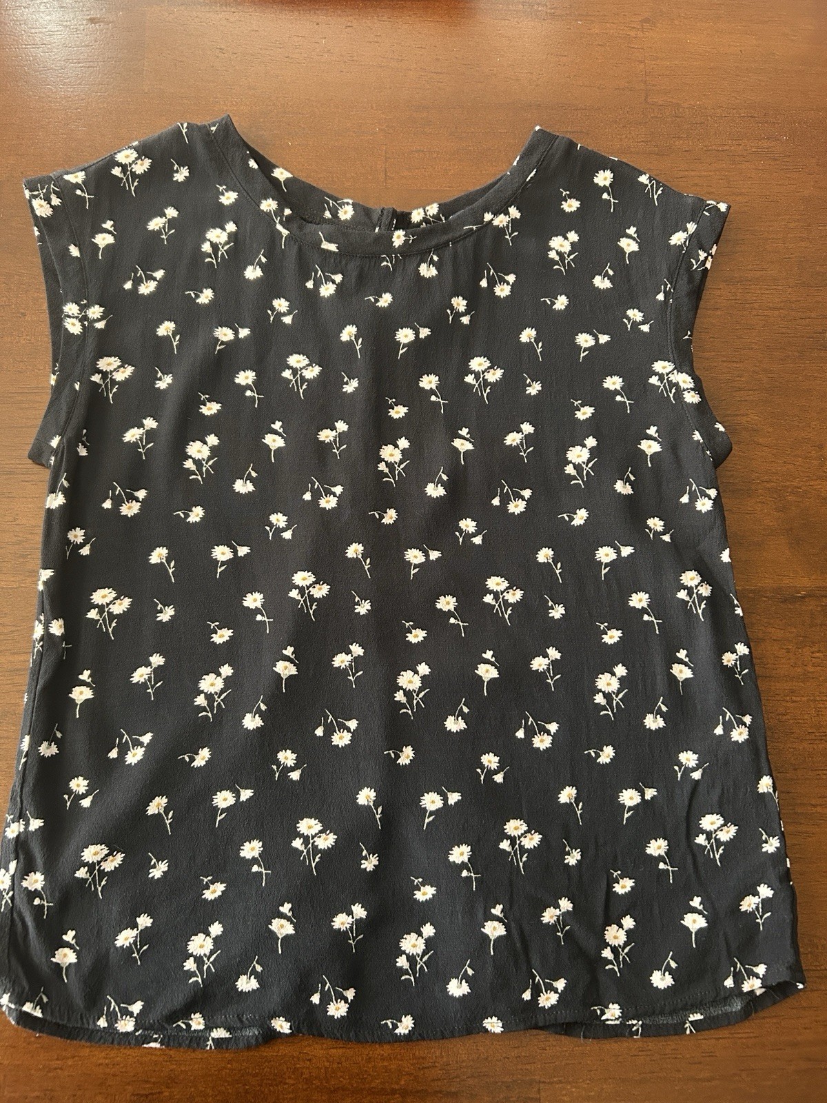 Abercrombie & Fitch Floral Sleeveless Blouse XS Black/White/Yellow Round Neck
