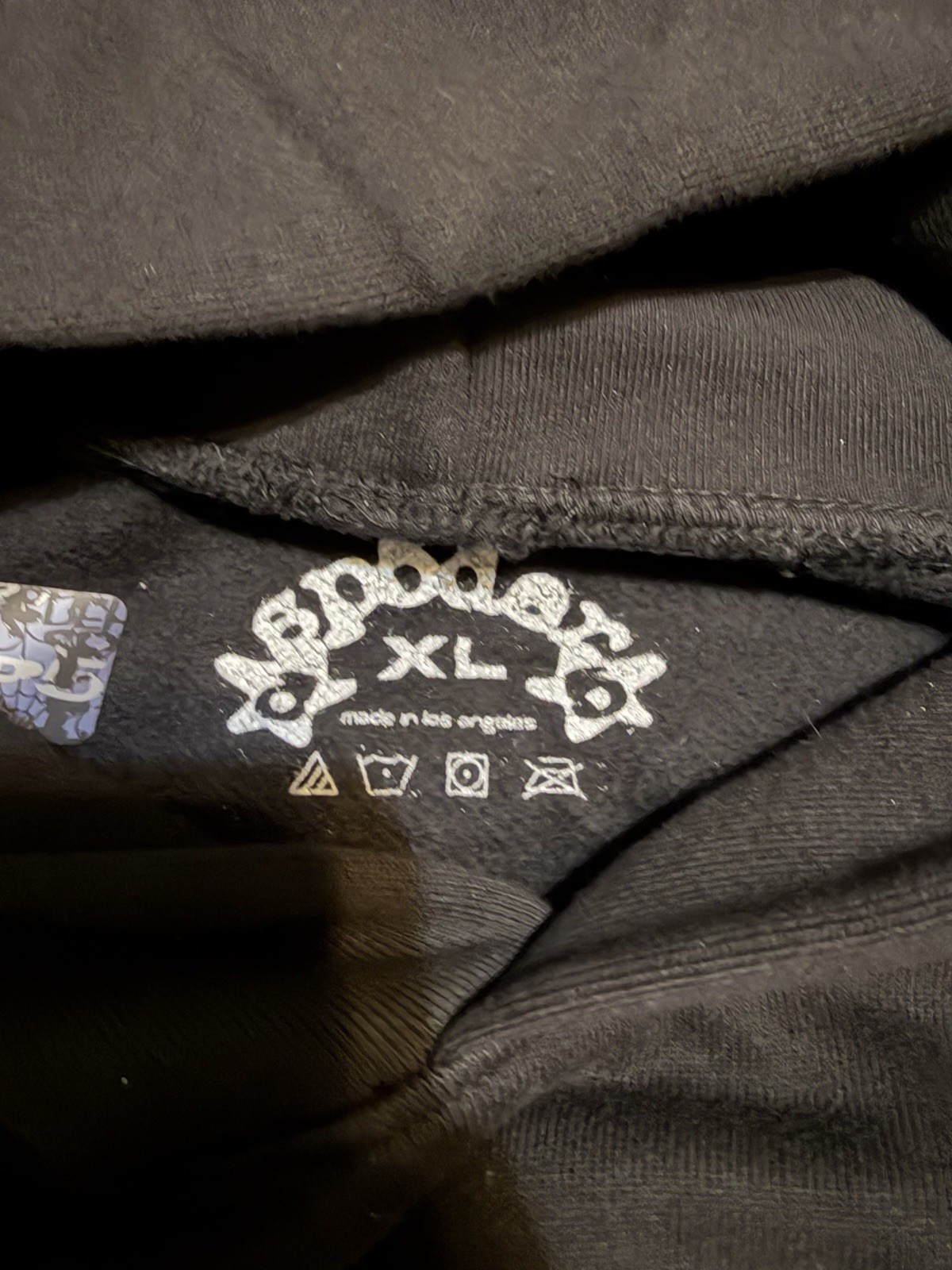 sp5der Black/White Pullover Hoodie Spider Web Graphic Print Long Sleeve XL