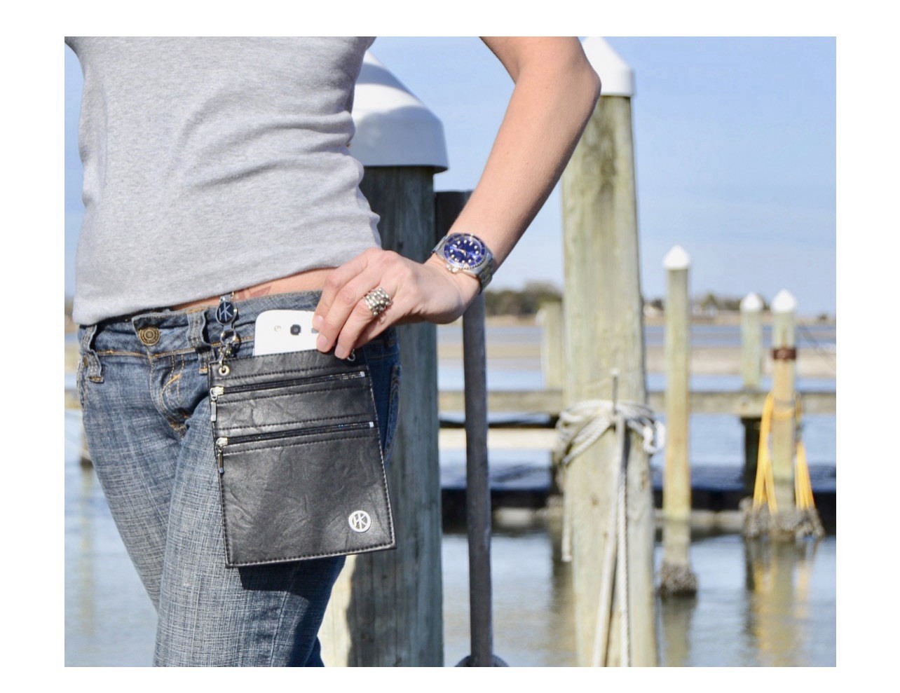 HIP KLIPS Clippable pocket, No Belt Loops Needed, Hands-Free and Secure