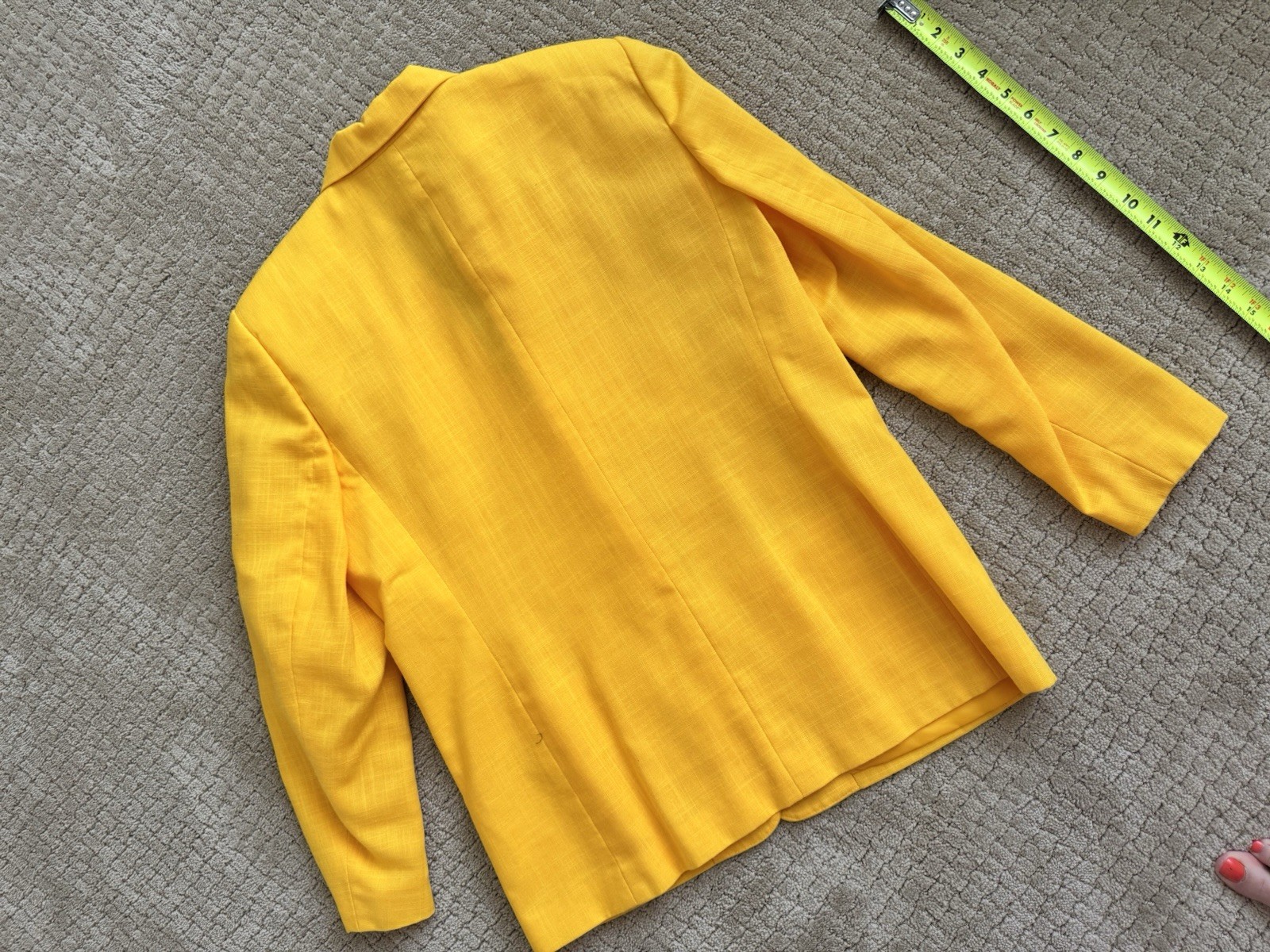 VTG Yellow Poly Rayon Bermuda Short Suit Set Marigold Officecore Blazer Set 10
