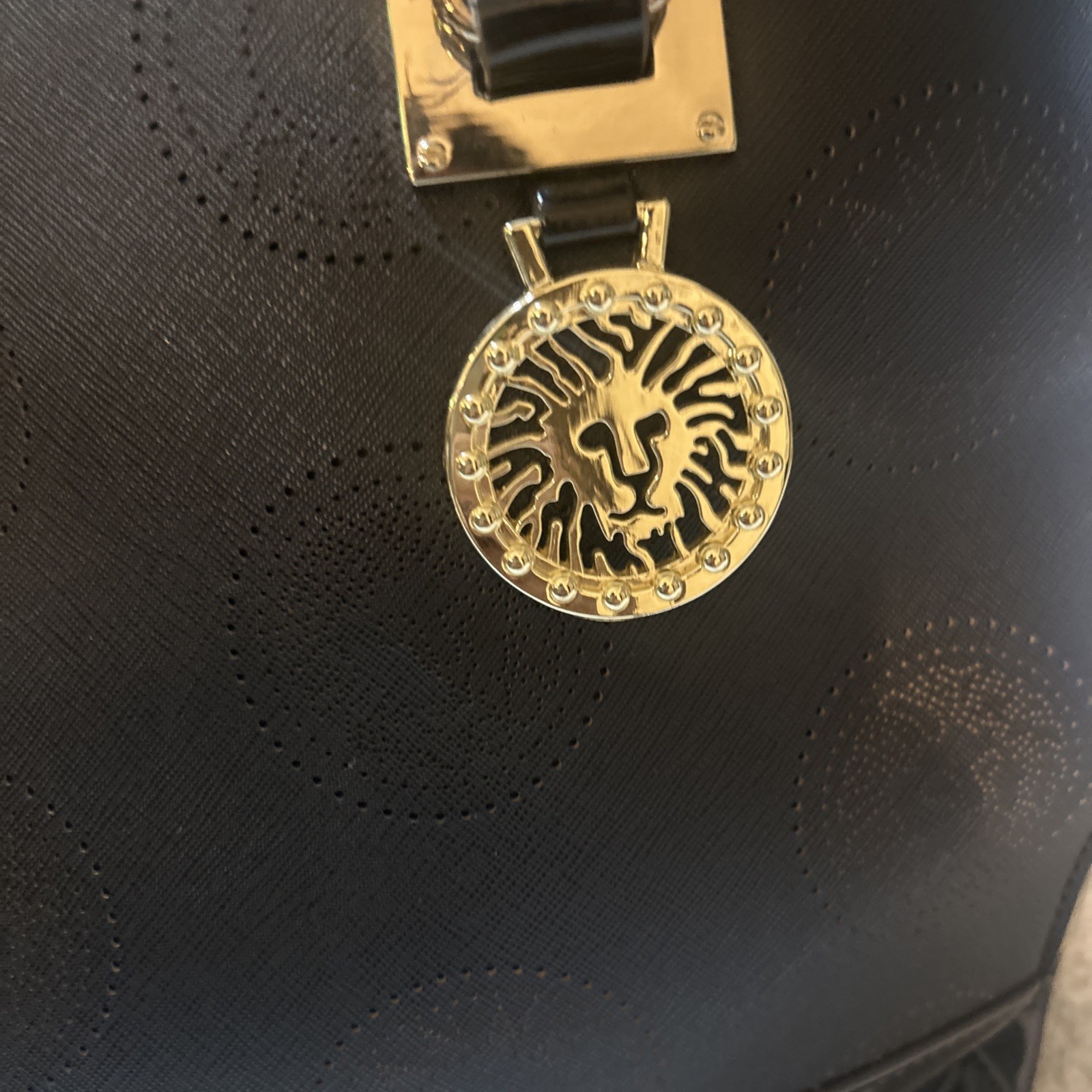 Vintage Queen by Queen Latifah Anne Klein Black Faux Patent Leather Tote Bag
