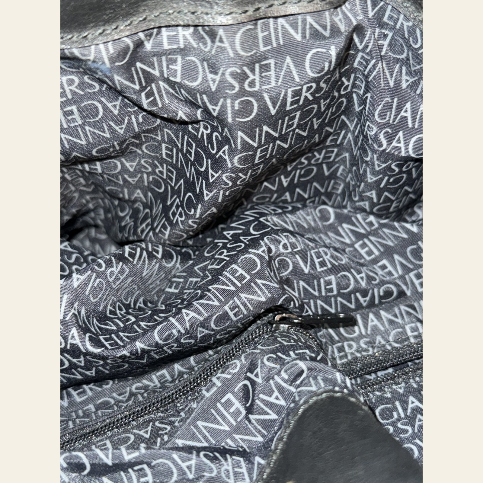 Gianni Versace Medusa Leather Drawstring Bucket Bag Black Vintage 1990s Auth