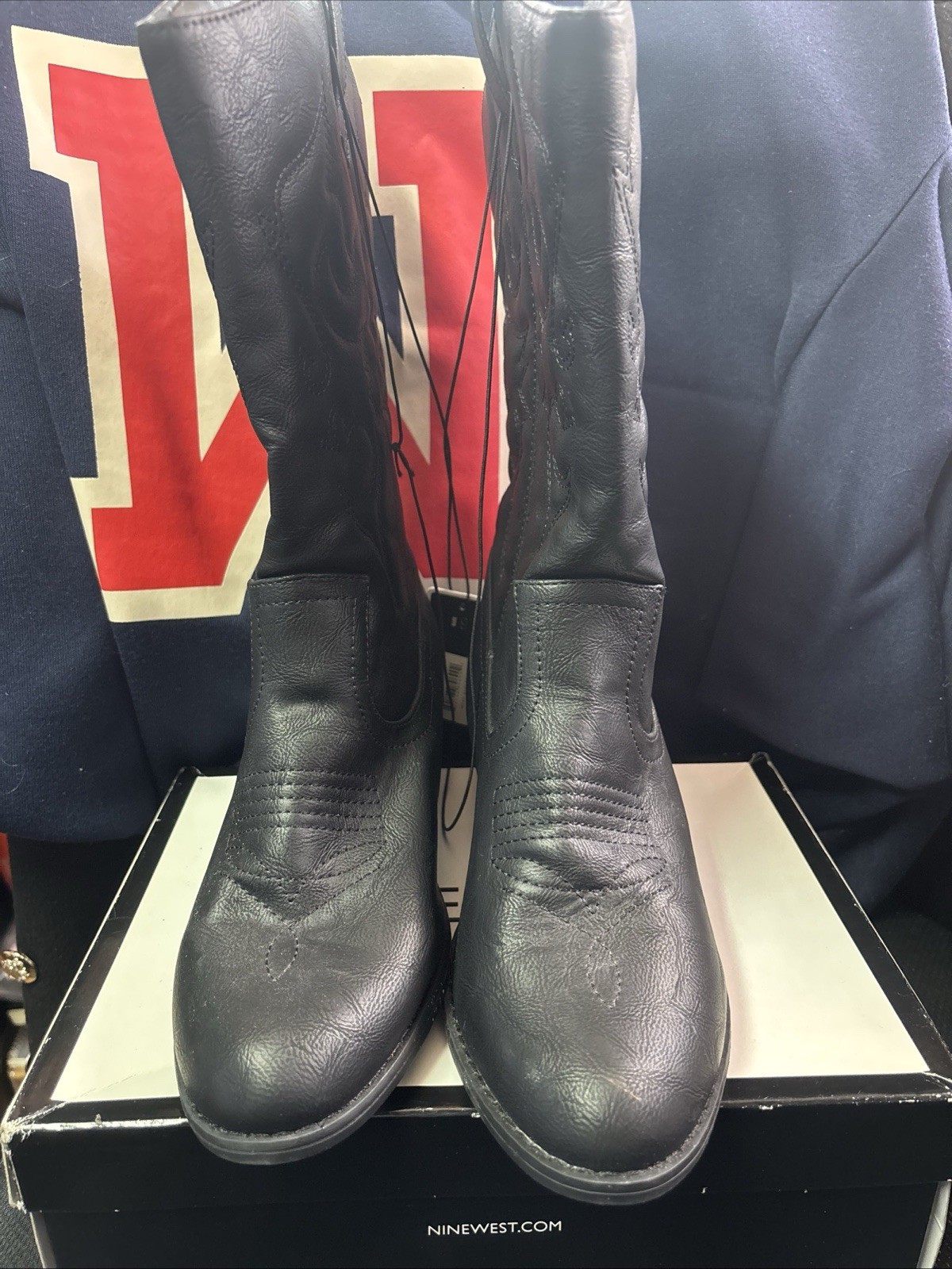 New Charles Albert Women’s 100% Vegan Leather Western Black Boots Yeehaw Size 9