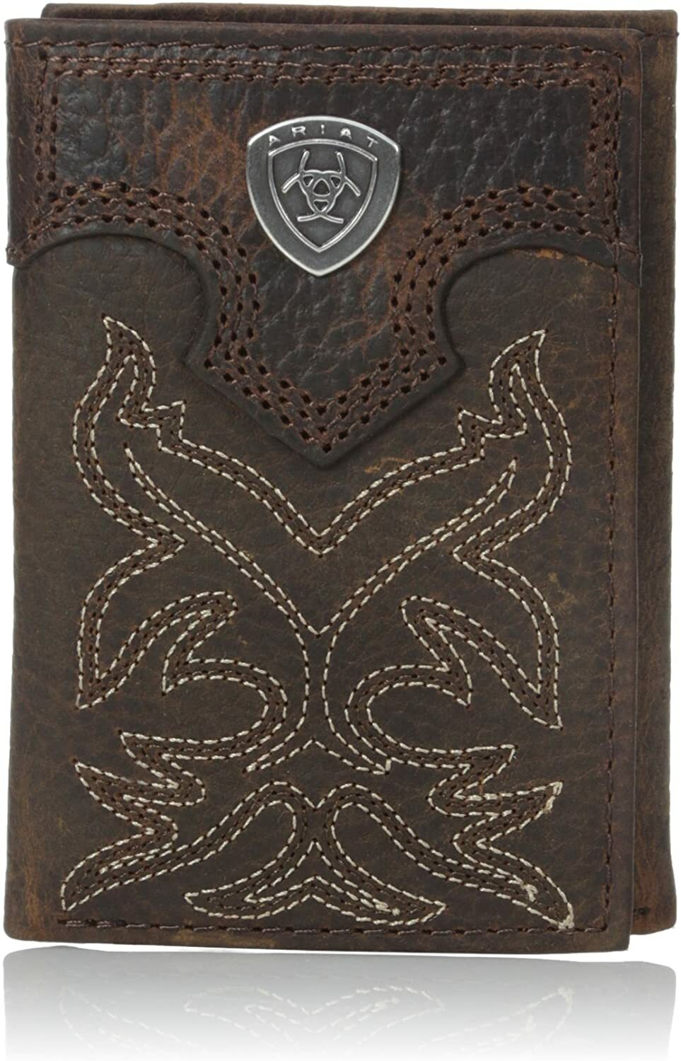 Ariat Men’s Boot Embroidery Brown Tri-Fold Wallet
