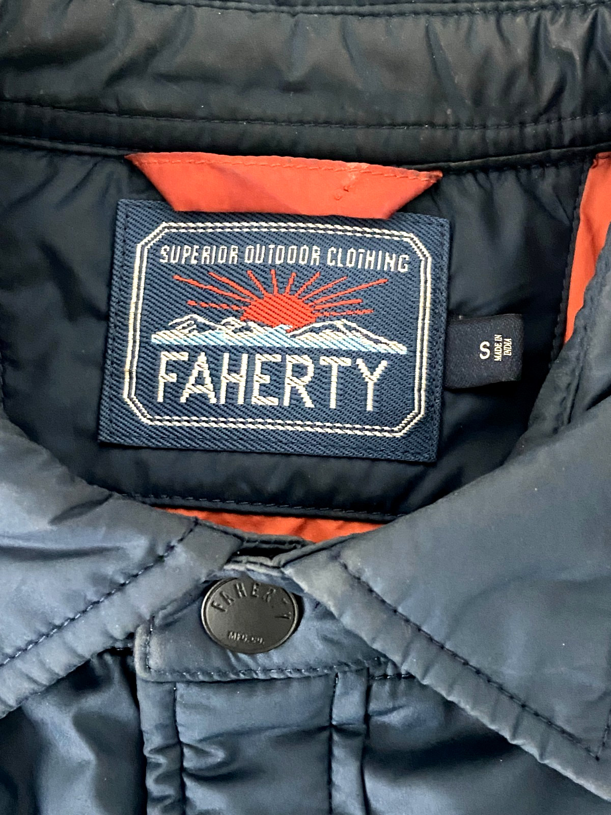 Faherty Atmosphere 100% Recycled Polyester Full Snap Quilted Jacket Size S