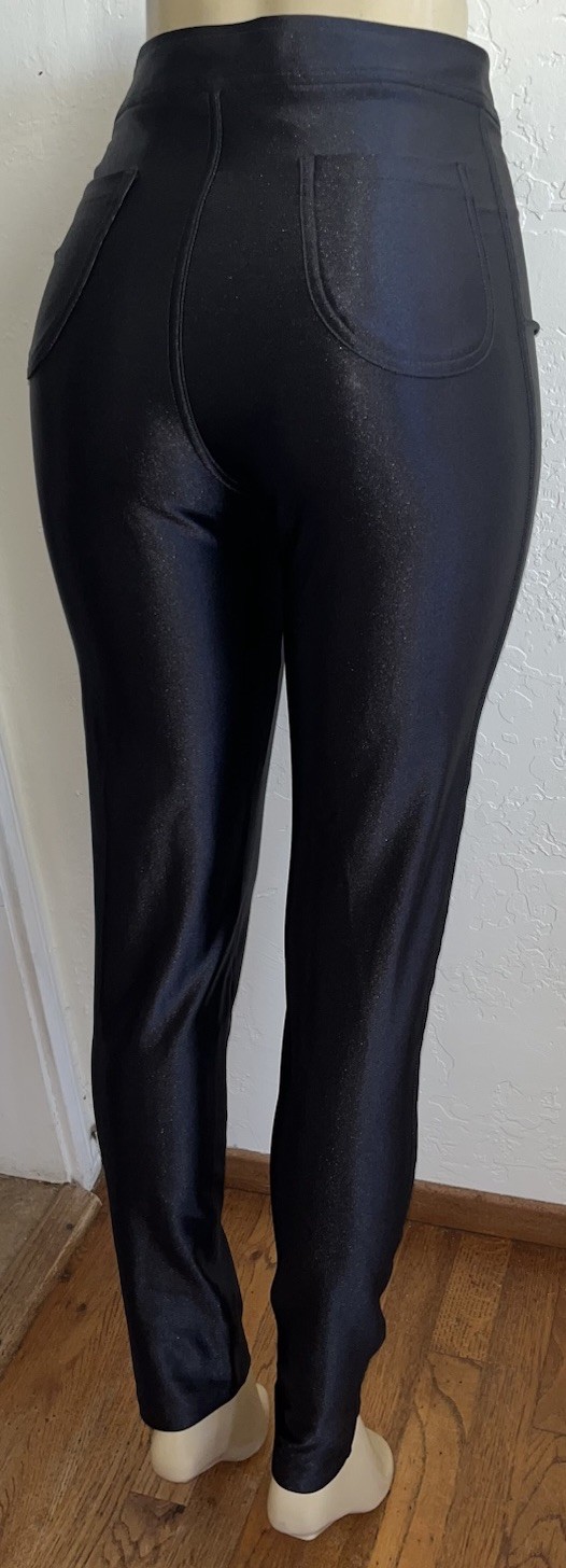 Vintage American Apparel High Waist Shiny Skinny Disco Pants Black 70s-Small USA