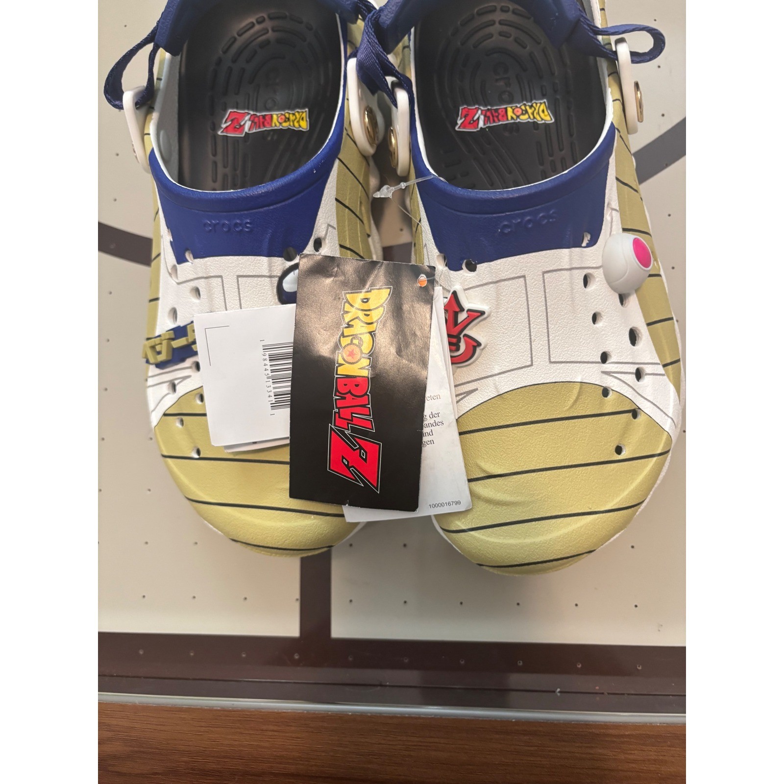Crocs Dragon Ball Z Vegeta All-Terrain Clogs Kids J6 White Gold Blue Anime Shoes