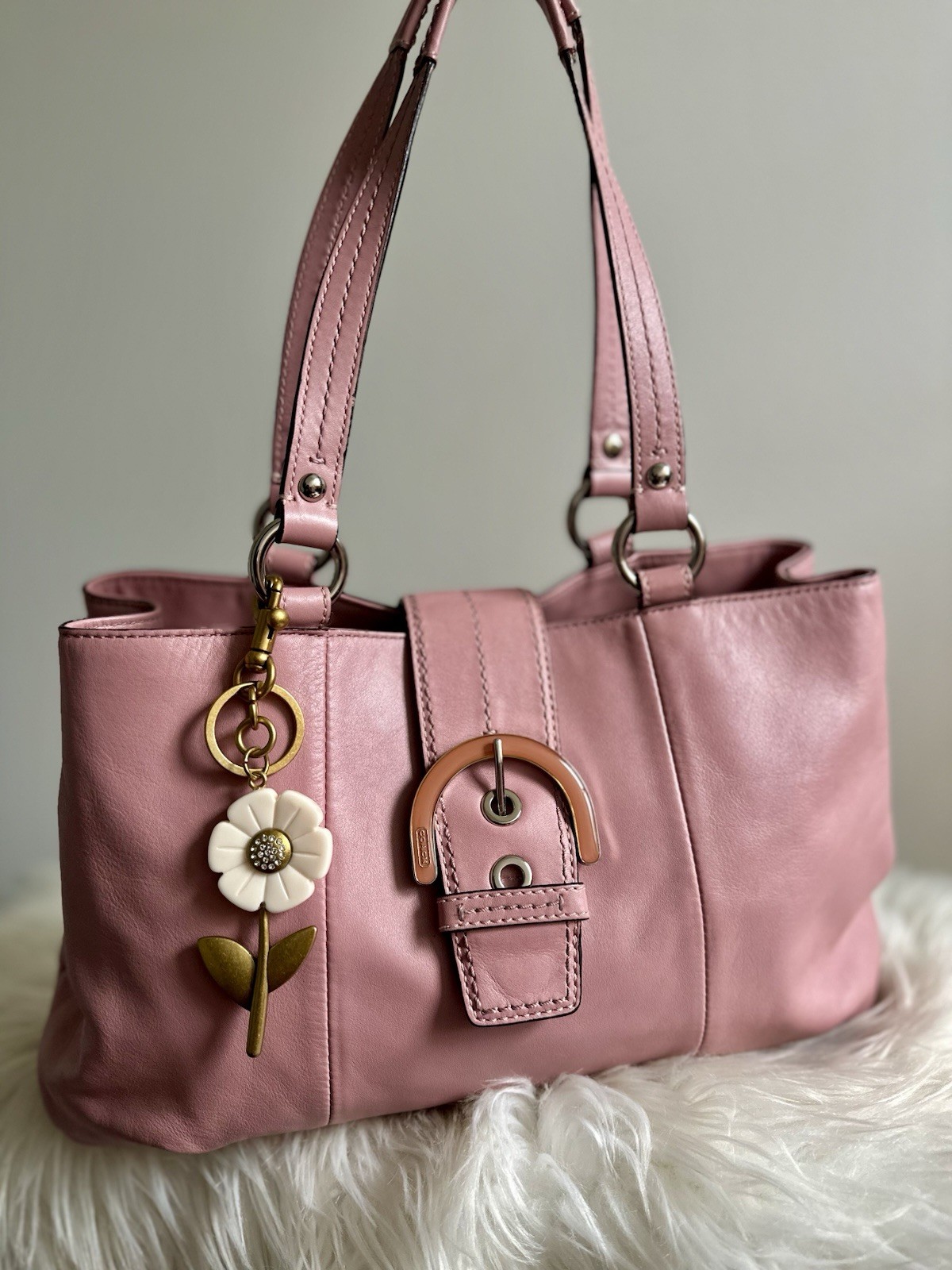 Coach Soho Pink Leather Buckle Tote F18731 Shoulder Bag