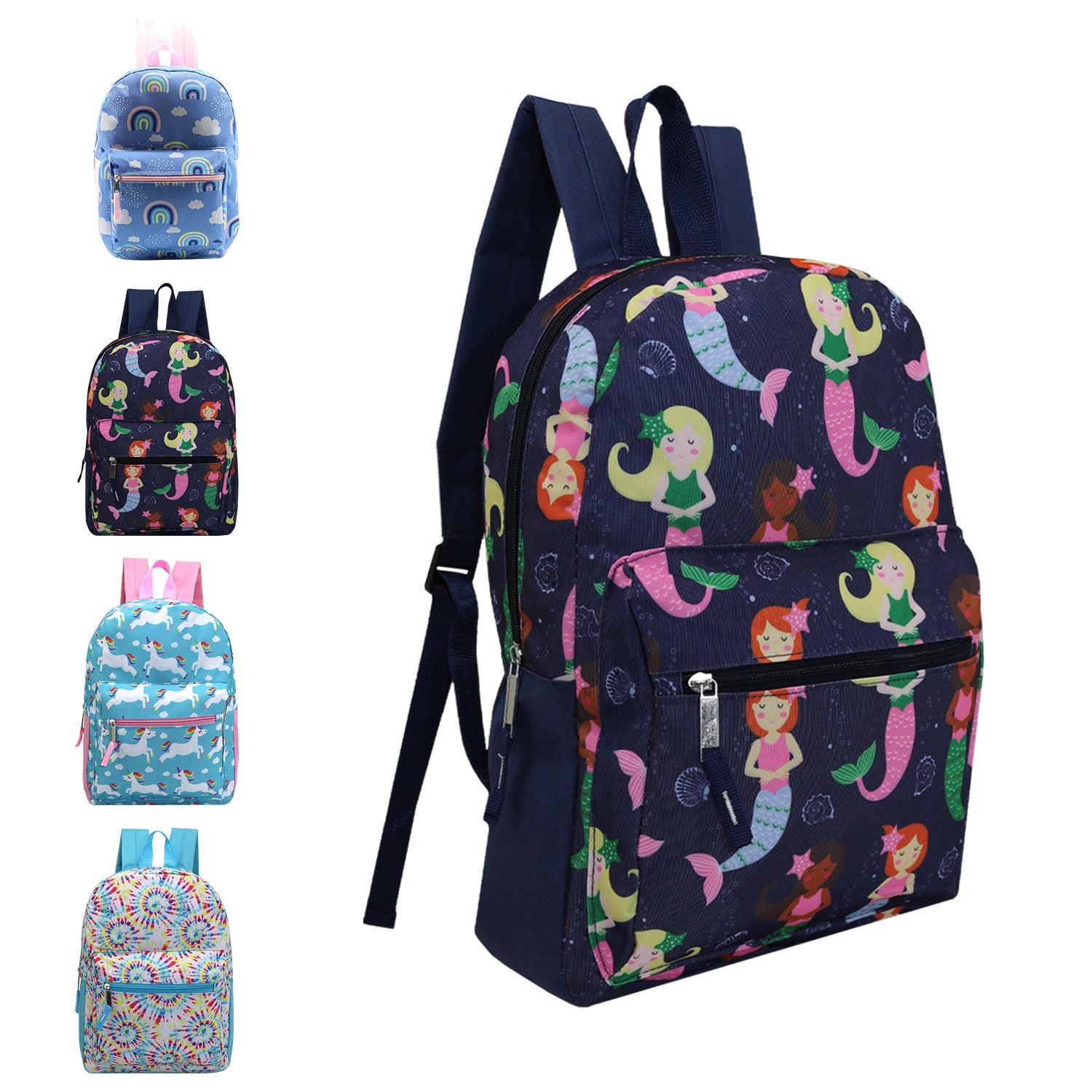 24-Pack 15″ Backpacks (Bookbags) for Students in 3 Assorted Colors