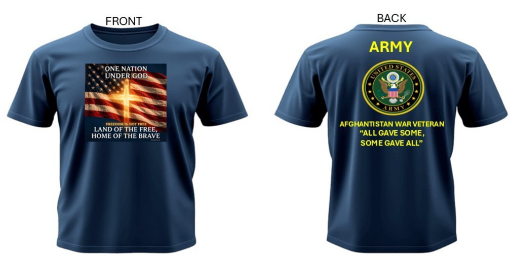 US ARMY* KOREAN WAR VETERAN*UNDER GOD*2-SIDED SHIRT. ARMY OFFICIAL LICENSE