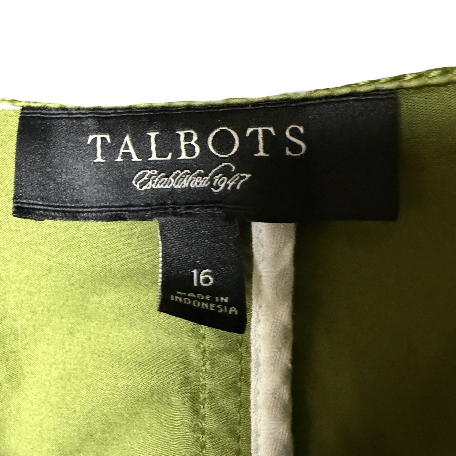 Talbots Blazer Green Jacket Safari Women’s SZ 16 Twill Olive One BTN Office EUC