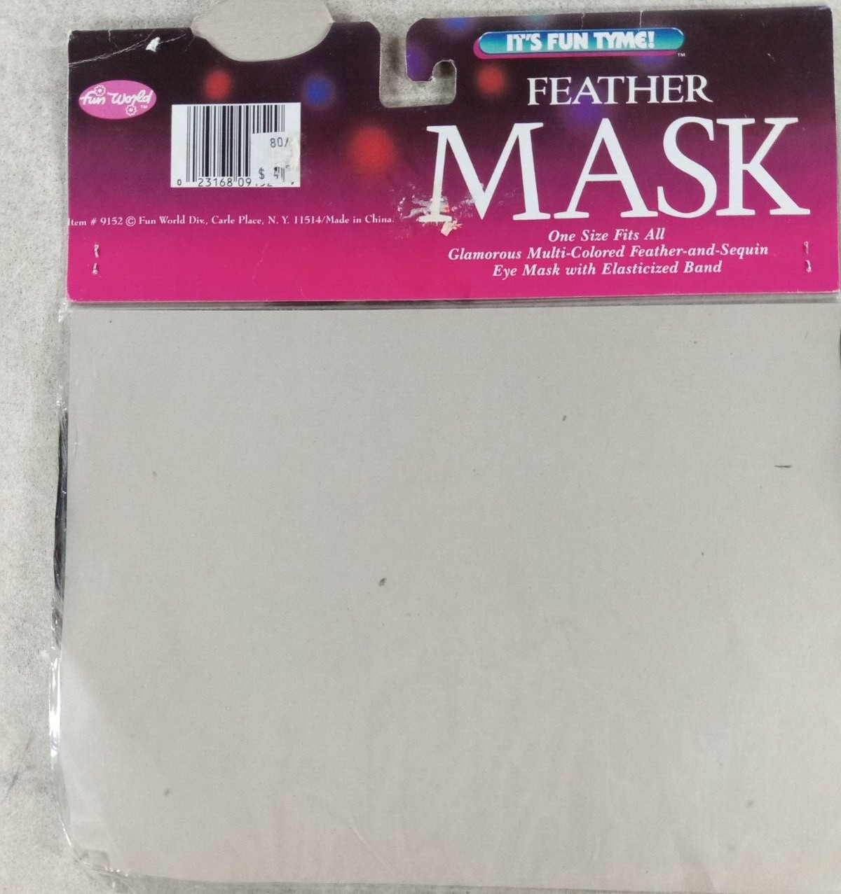 Eye Mask Feather and Sequin Mask with Elasticized Band Multicolor One Size