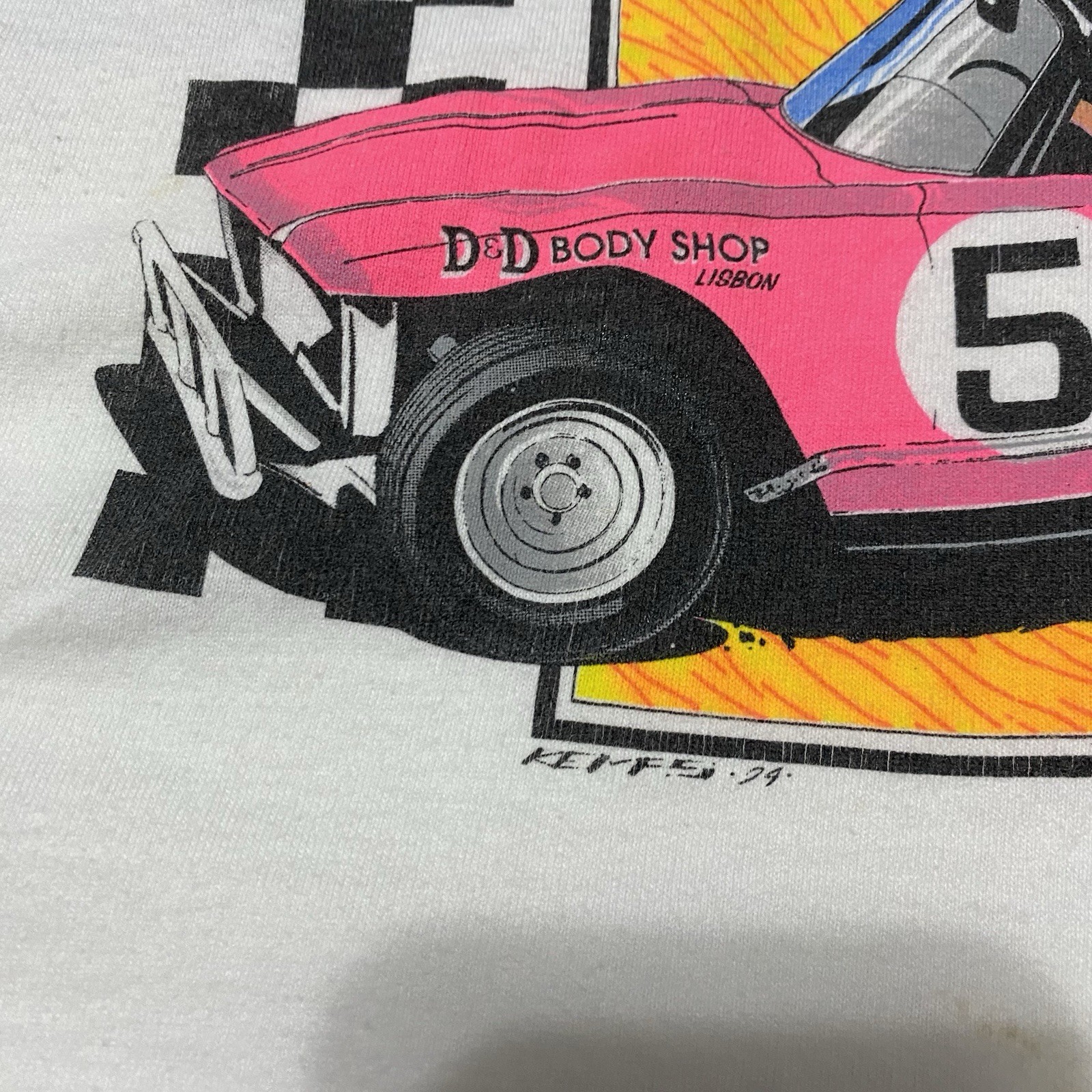 Vintage Roger Dolan Dirt Track Racing Shirt XL 22.5×30.5 Stains/Need Oxiclean