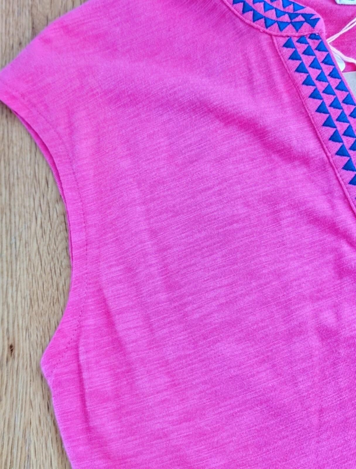 Boden Pink Jersey Dress UK 6 Bright Pink Embroidered Neckline Never Worn