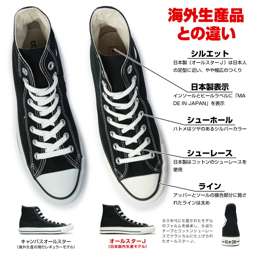 CONVERSE CANVAS ALL STAR J HI Sneakers Made in Japan Natural White Black White