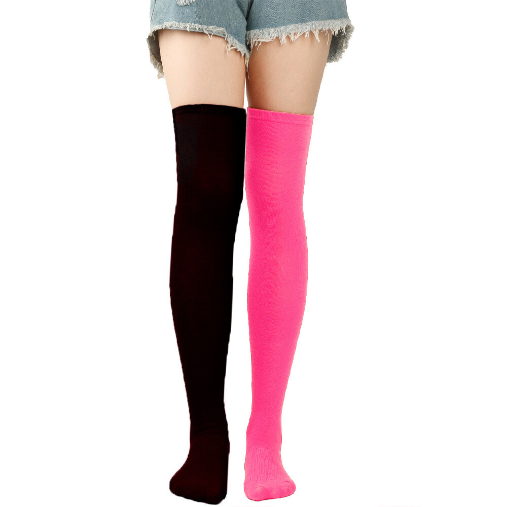 Soft Ladies Top Stay Up Extra Contrast Long Socks Thigh High Over the Knee Socks
