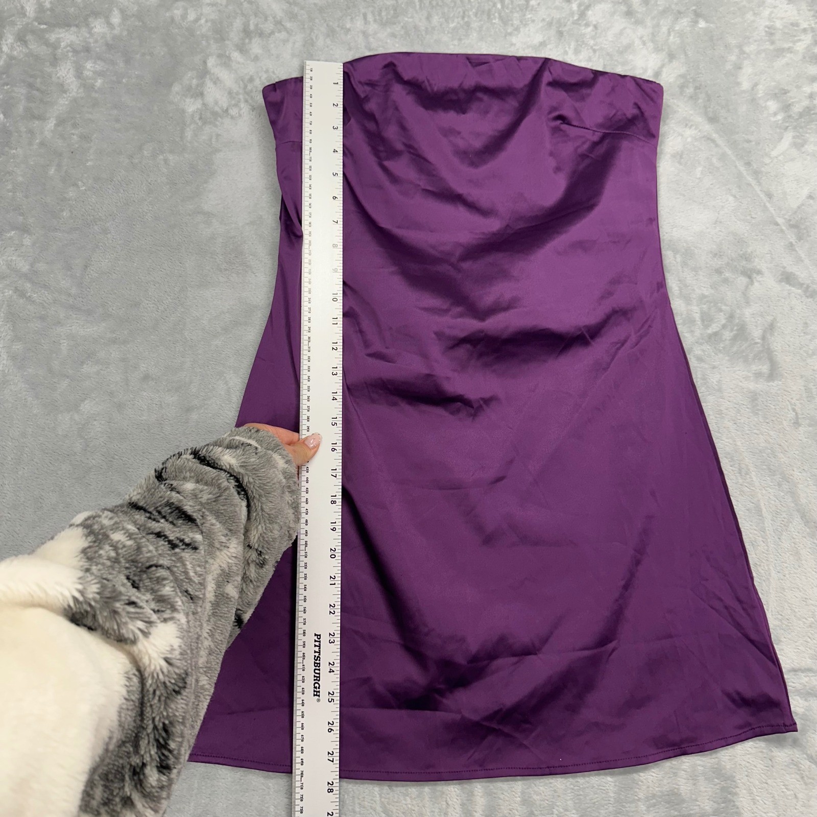 Lyaner Womens Purple Strapless Satin Cowl Back Mini Dress Size Medium