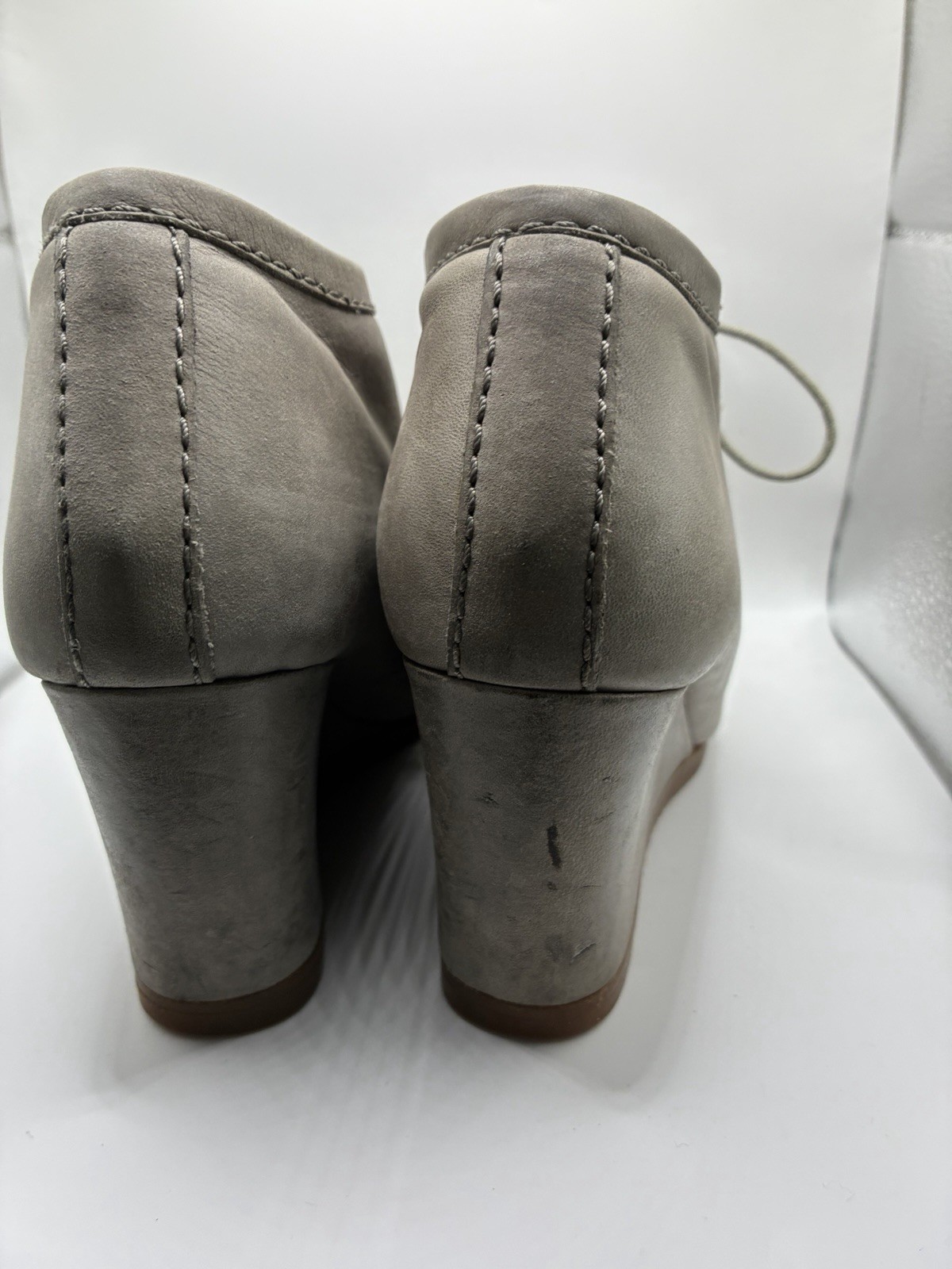 Zara Taupe Lace Up Wedge Ankle Boots Women’s Size 38 US 7.5 Moc Toe Hidden Wedge