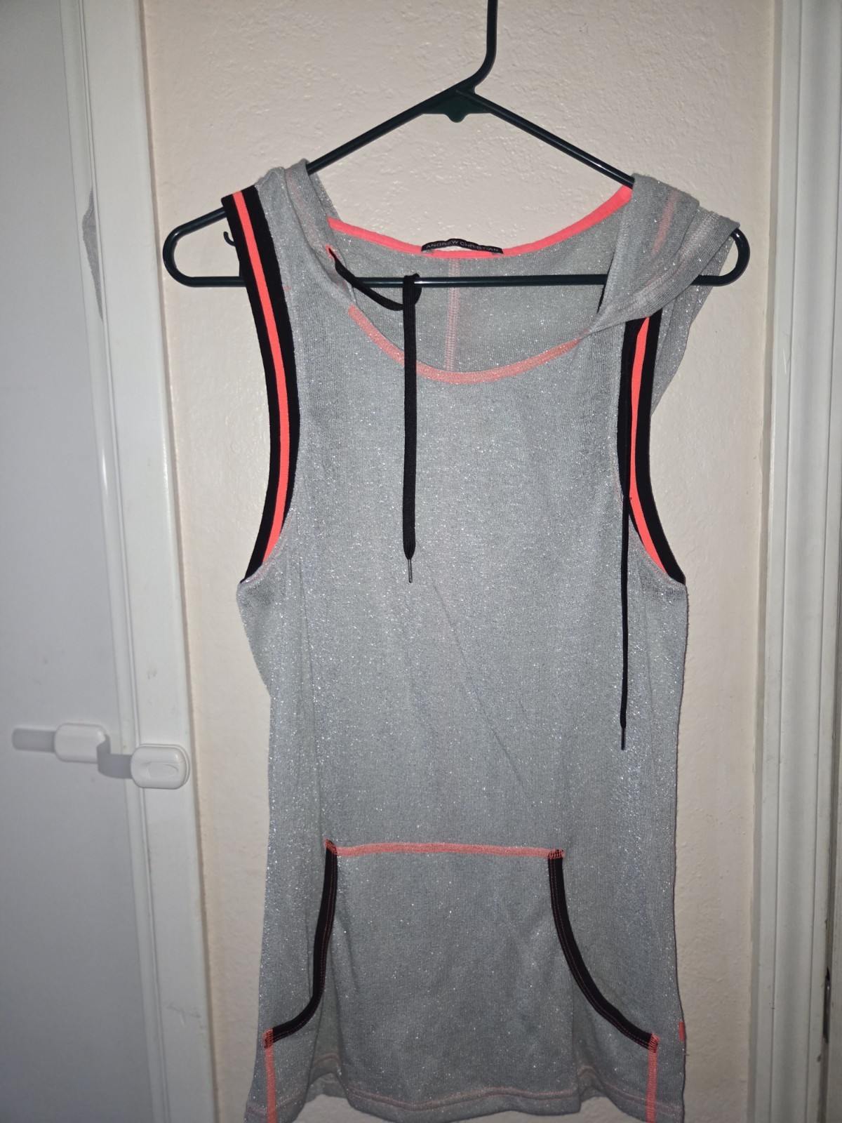 Andrew Christian Sparkling Sleeveless Pullover Hoodie