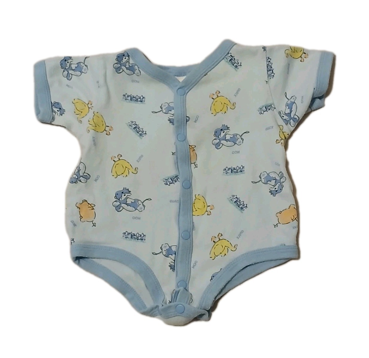 McBaby Farm Animals Cow Duck Pig Blue Baby Romper 3-6 Months 100% Cotton