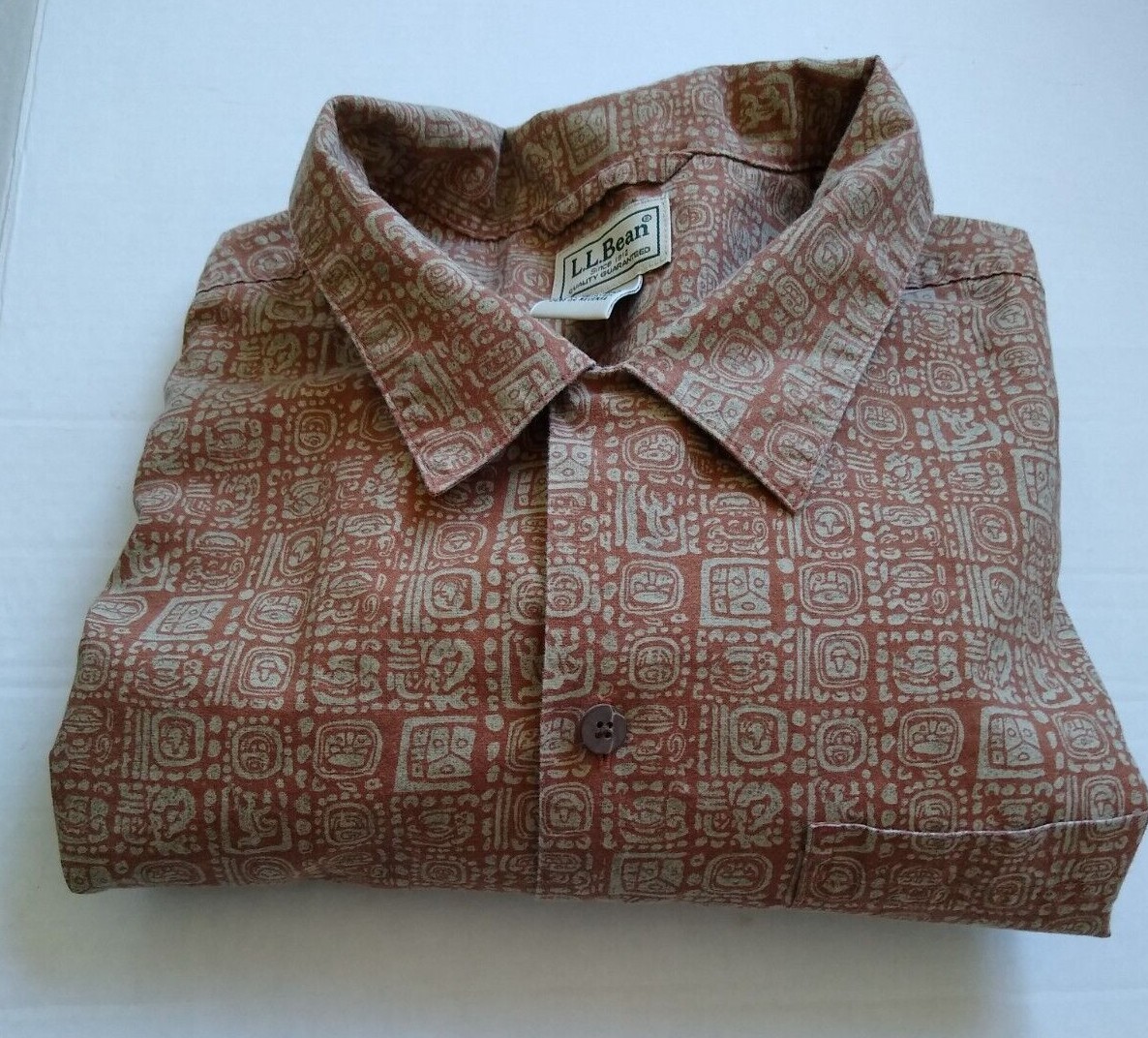 LLBean Mens Button Up Cotton Shirt Size L/G