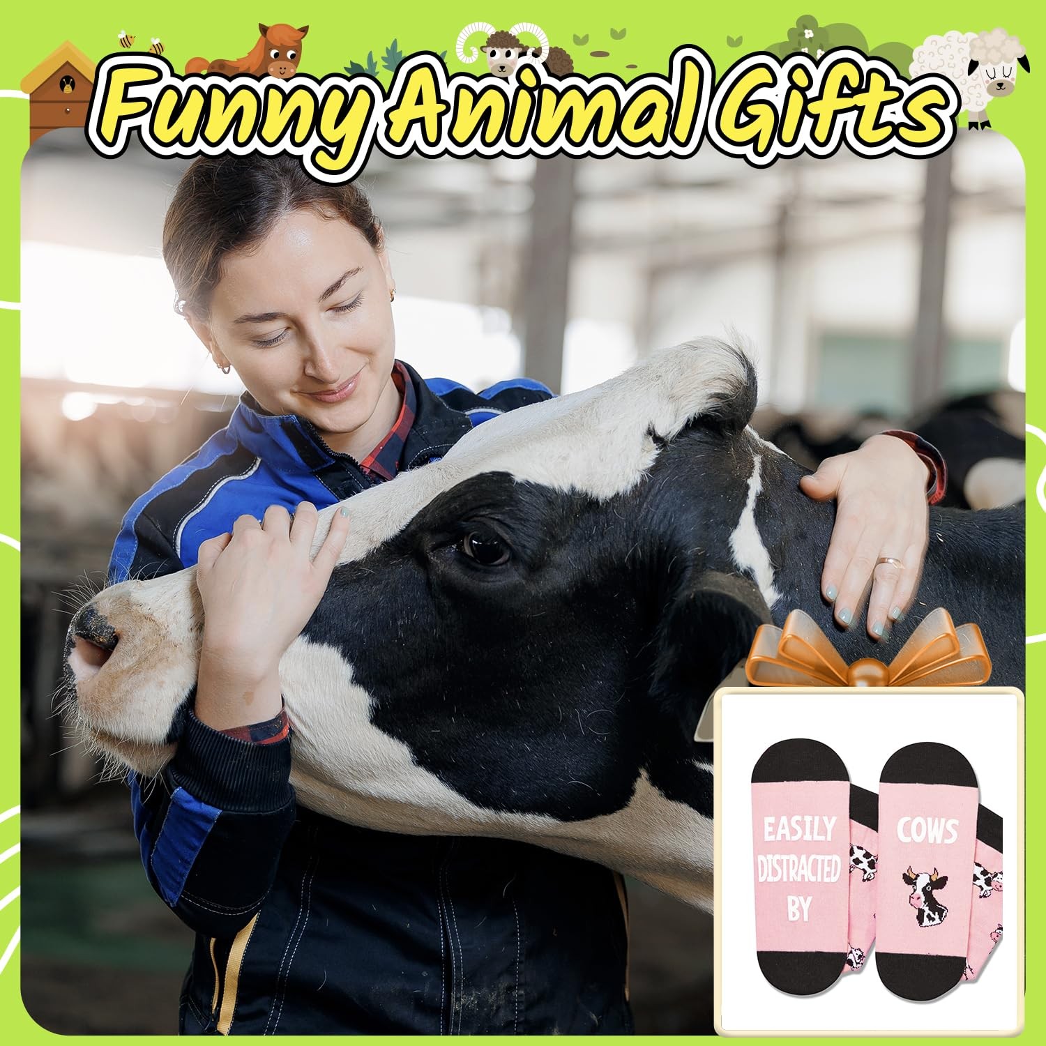 HAPPYPOP Novelty Cow Gifts for Women – Print Medium, Distracted Pink