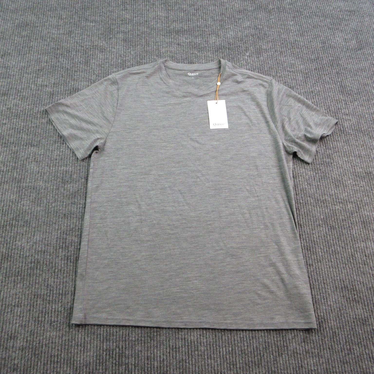 Quince Shirt Mens Large Heather Gray Merino Wool Short Sleeve All-Season Tee NWT