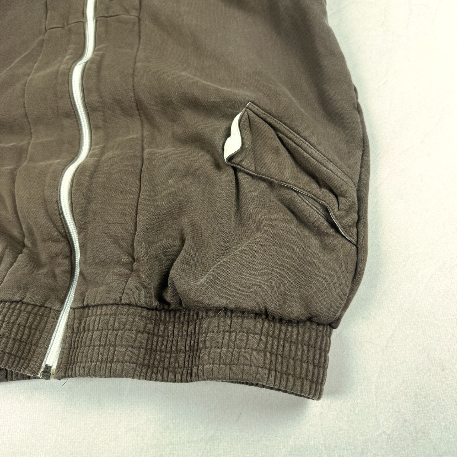 Womens Nike Y2K Full Zip Hoodie Brown Faded Heavyweight Sweatshirt Minimal Sport