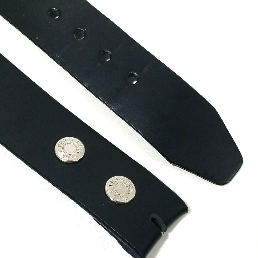 Funk Plus Genuine Cowhide Leather Belt Mens M 36″ Black No Buckle USA Made 1.5″