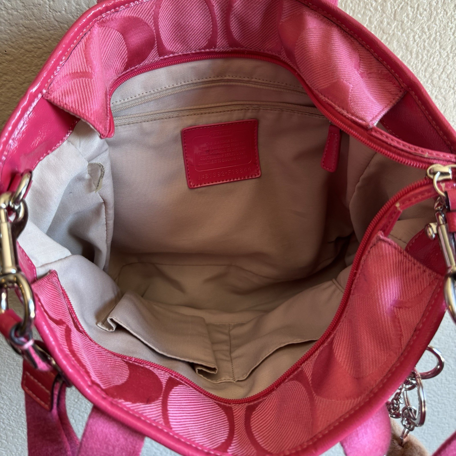 Coach Pink Signature Logo Kyra Tote With Detachable Strap