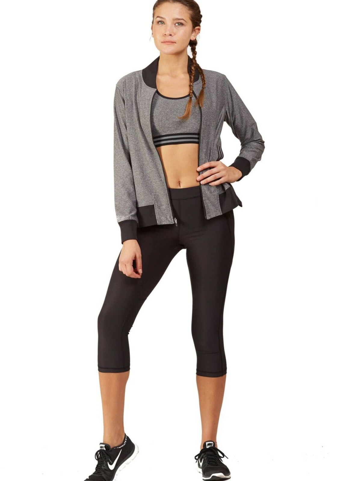 WOMENS sz BOMBER Stretch JACKET Top RUNNING Sports FITNESS Yoga ATHLETIC Workout