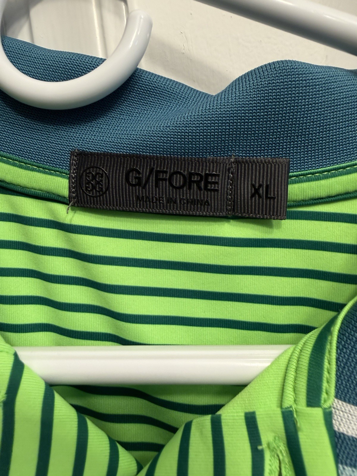 G/Fore Neon Green Stripped Golf Shirt XL