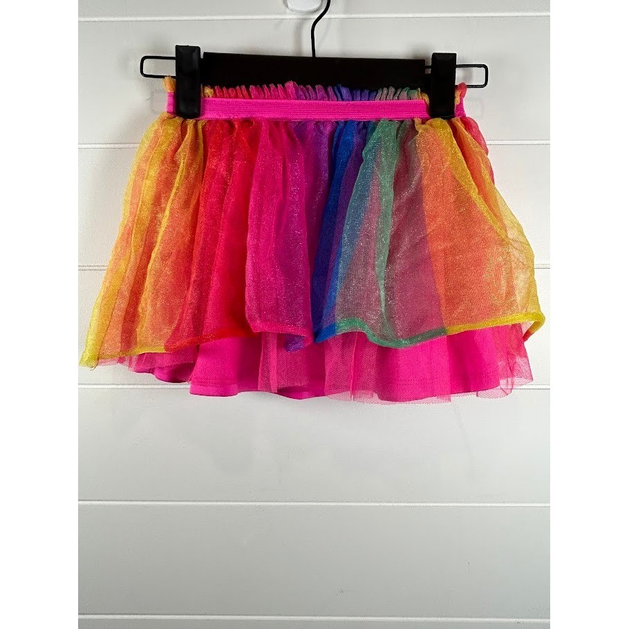 DreamWorks Trolls World Tour Rainbow Tutu Skirt Pink Glitter Mesh 5T Colorful
