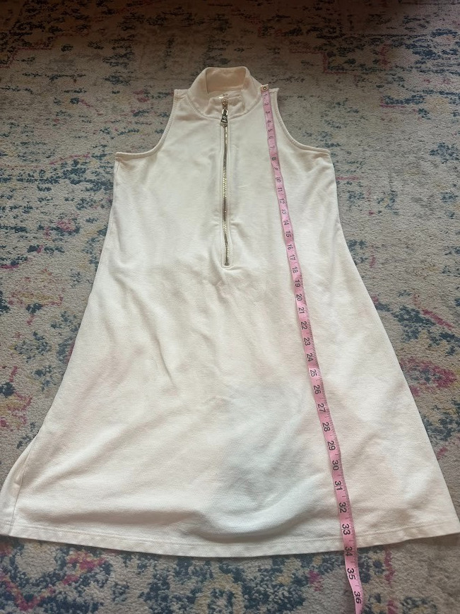 Spartina 449 Keira 100% Cotton Sleeveless Tennis Dress Pearl White Zipper – S