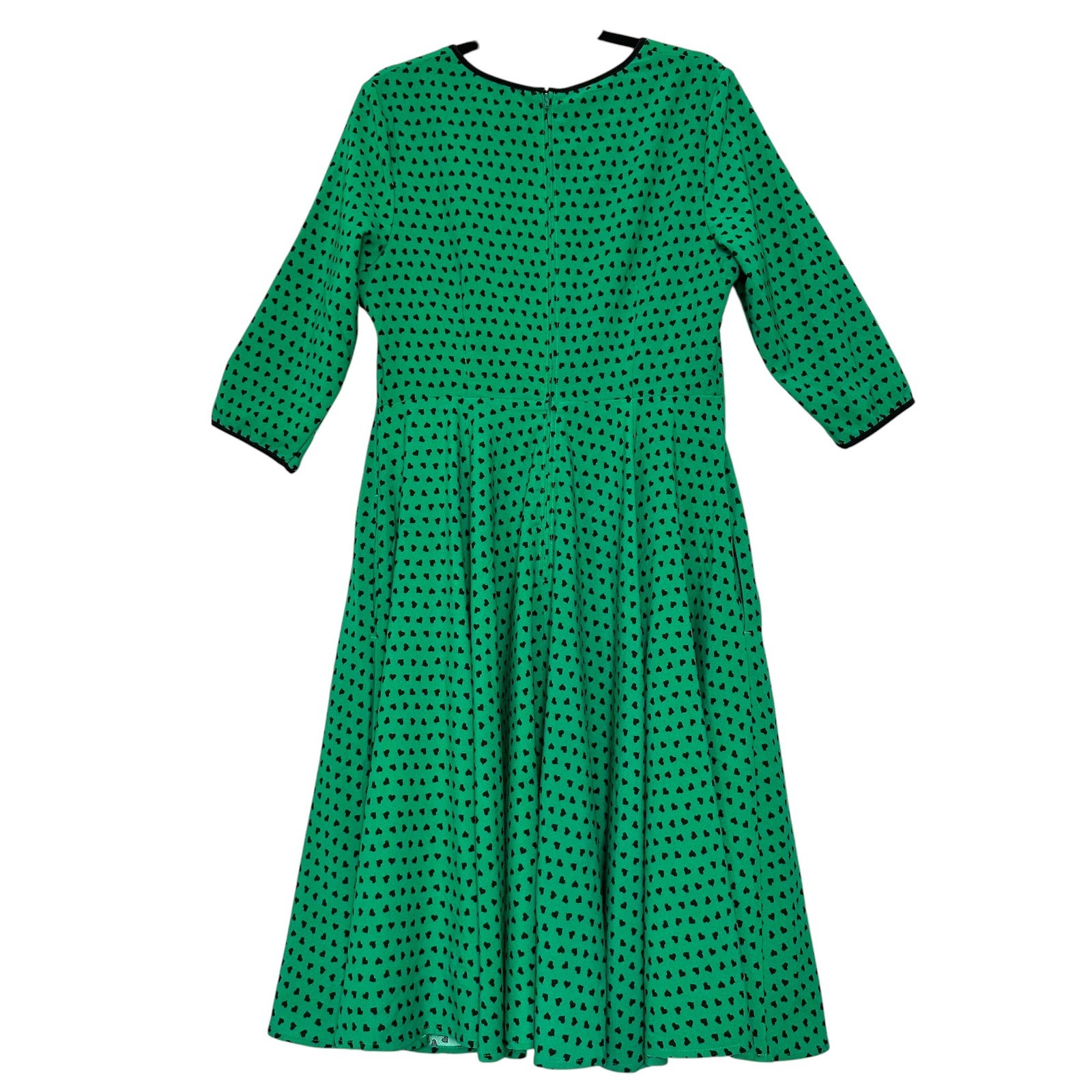 Hell Bunny Dress Paradisum 50s Keyhole Heart Polka Dot Green L Rockabilly Pinup