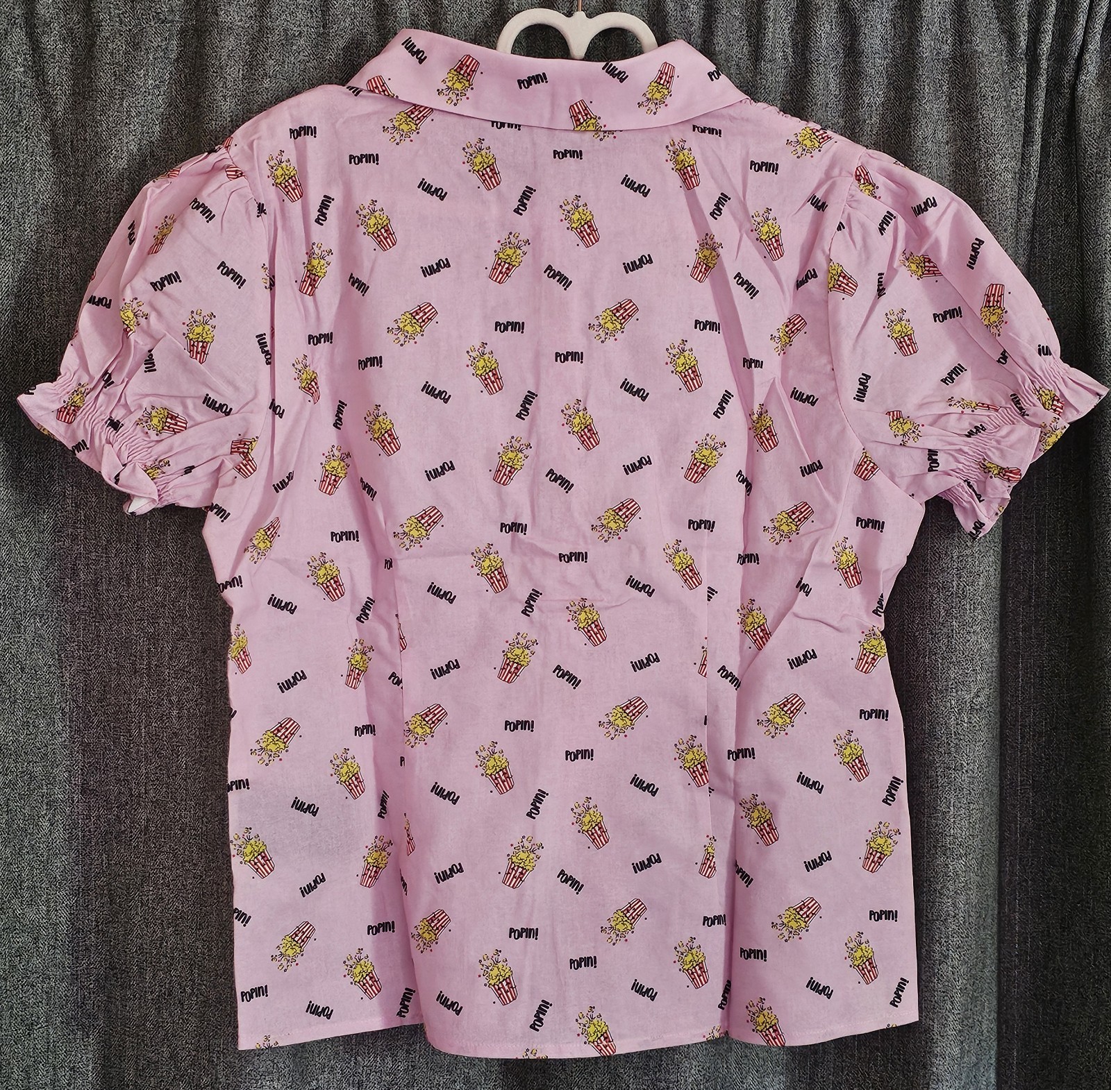 BANNED Apparel Pink Popcorn Womens Blouse. Size M/12. Retro, 1950s, Kitsch. BNWT