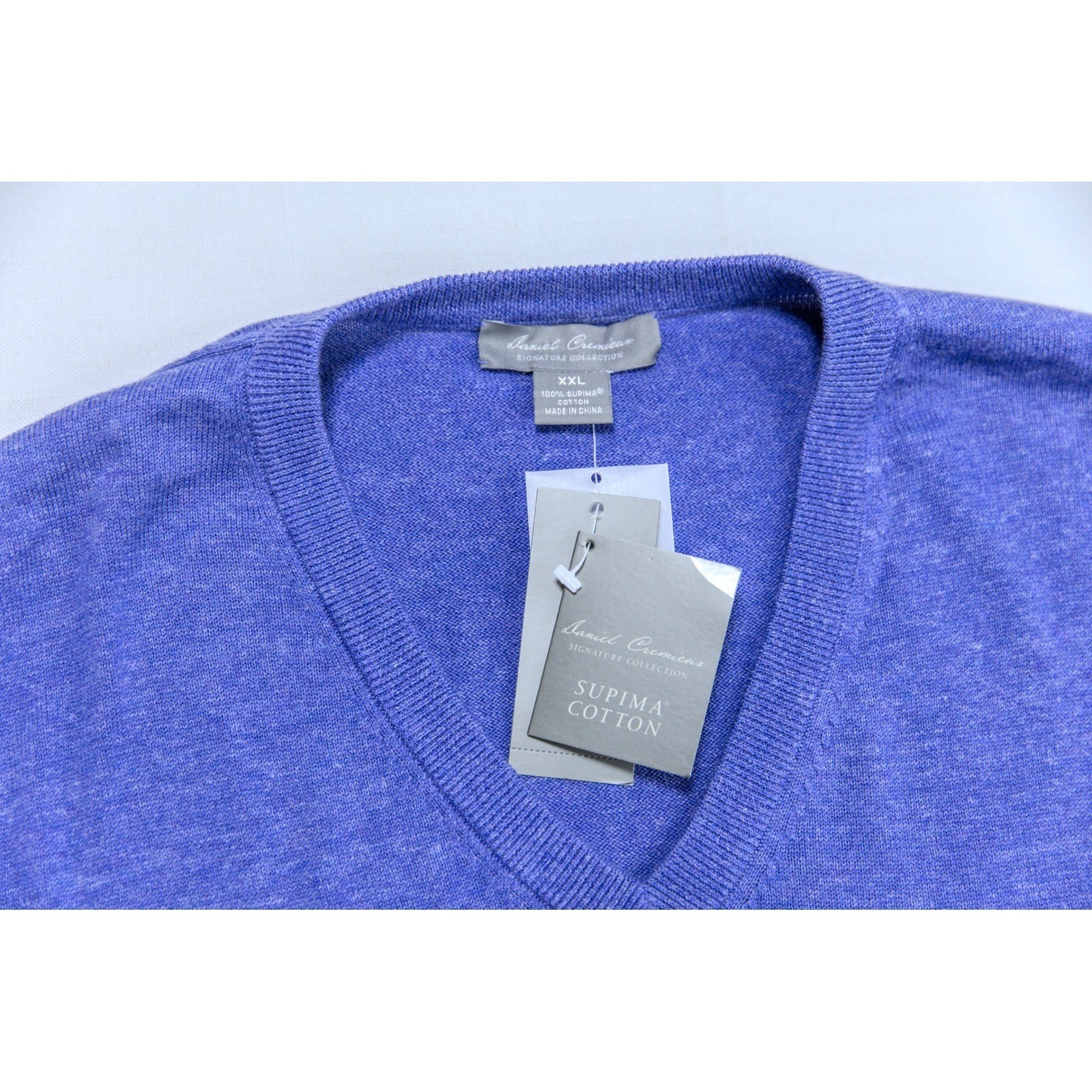 Daniel Cremieux Signature Supima Cotton V-Neck Sweater Vest Purple XXL