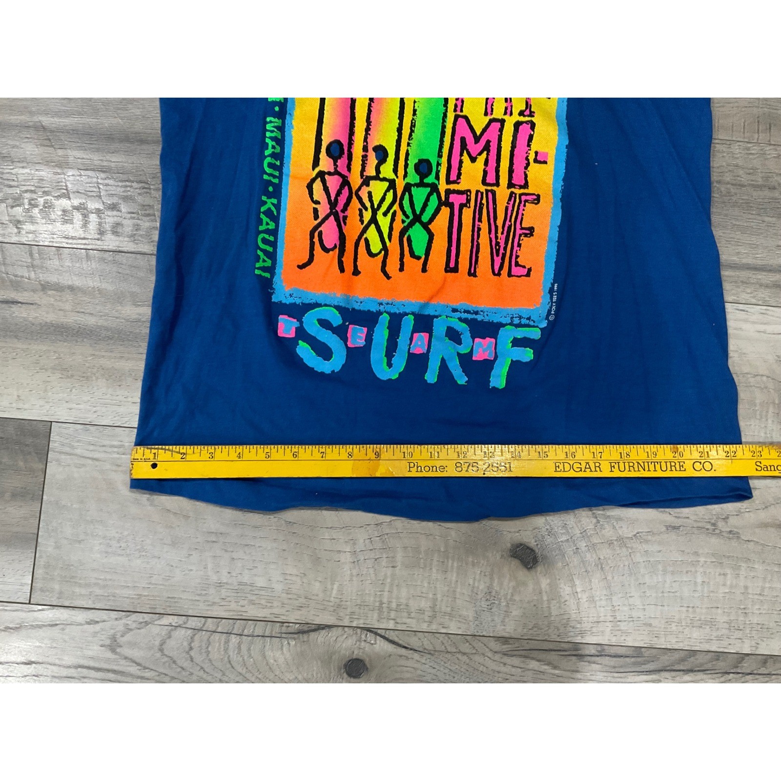 Vintage Poly Tees Hawaii Primitive Surf Tank Top Blue Neon Graphic XL 90s Oman