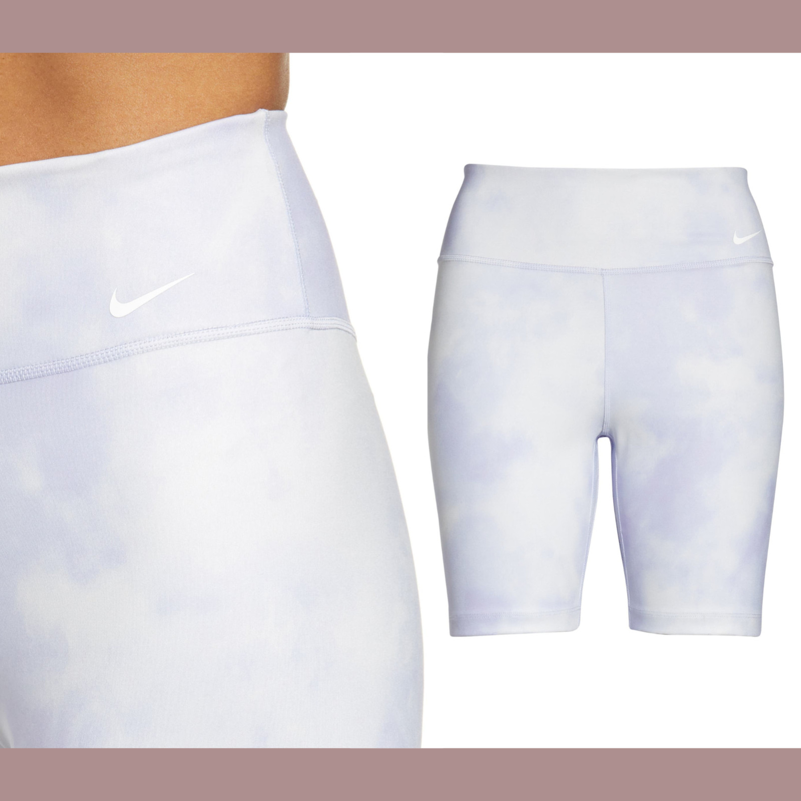 NWT $55 Nike [ Small ] One Icon Clash Bike Shorts in Light Thistle/ White #T985