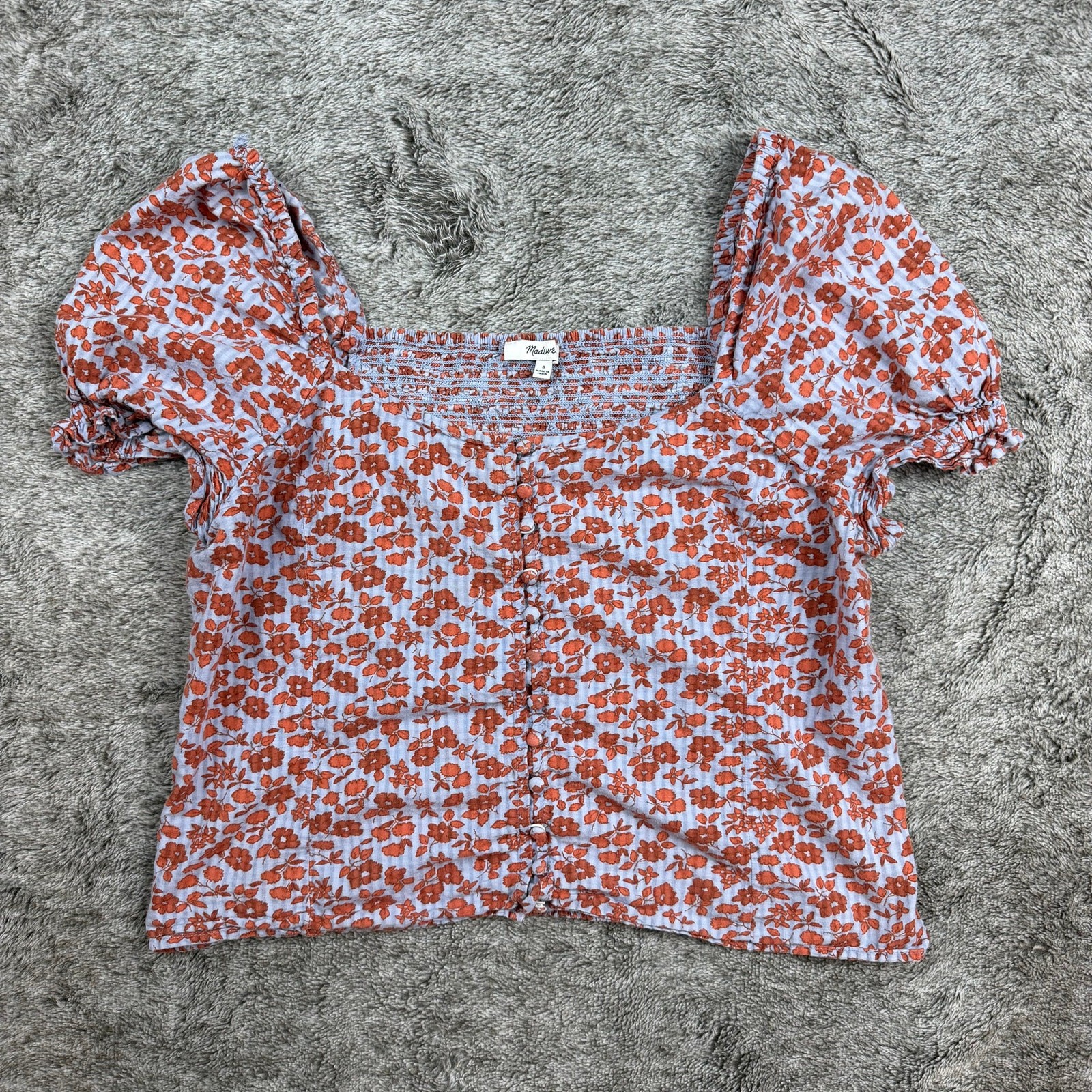 Madewell Button-Front Smocked-Back Top In Piccola Floral Women’s 8
