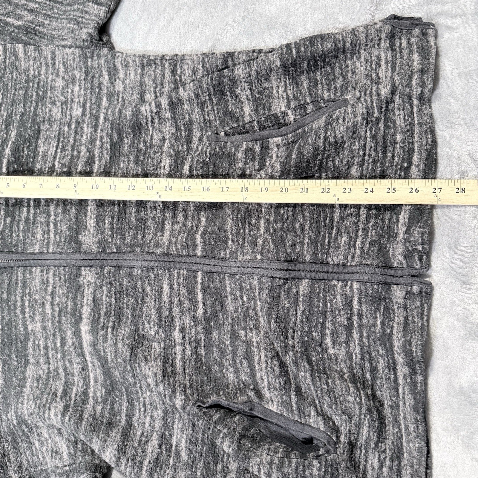 Simply Vera Vera Wang Women’s Heathered Gray Full Zip Fleece Hoodie Pockets S
