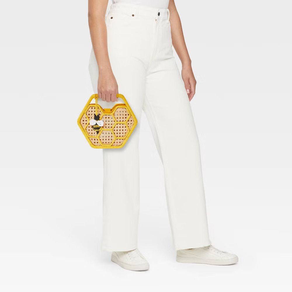 Straw Caning Honey Comb Clutch – A New Day Natural