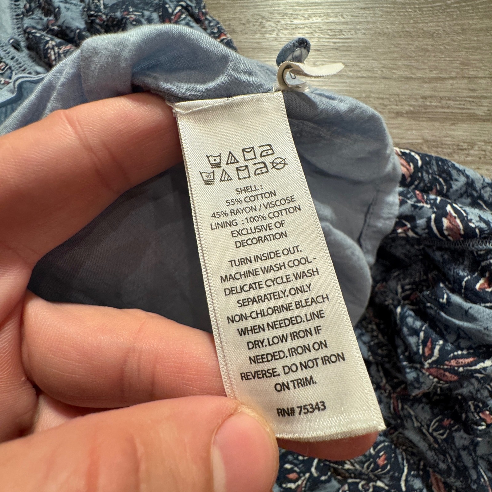 Lucky Brand Dress Women S Blue Cotton Blend Floral Boho Peasant Summer Casual