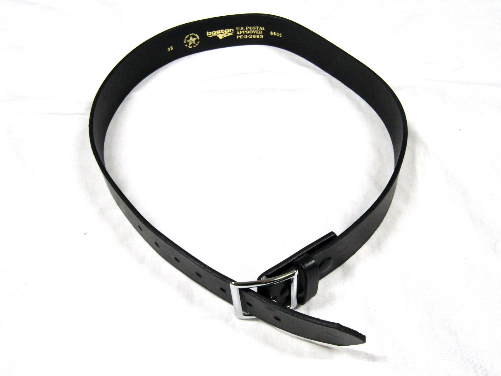 BOSTON 6605 1.7″ Black Leather Pant Belt, Security, Postal – Size 38 – USED