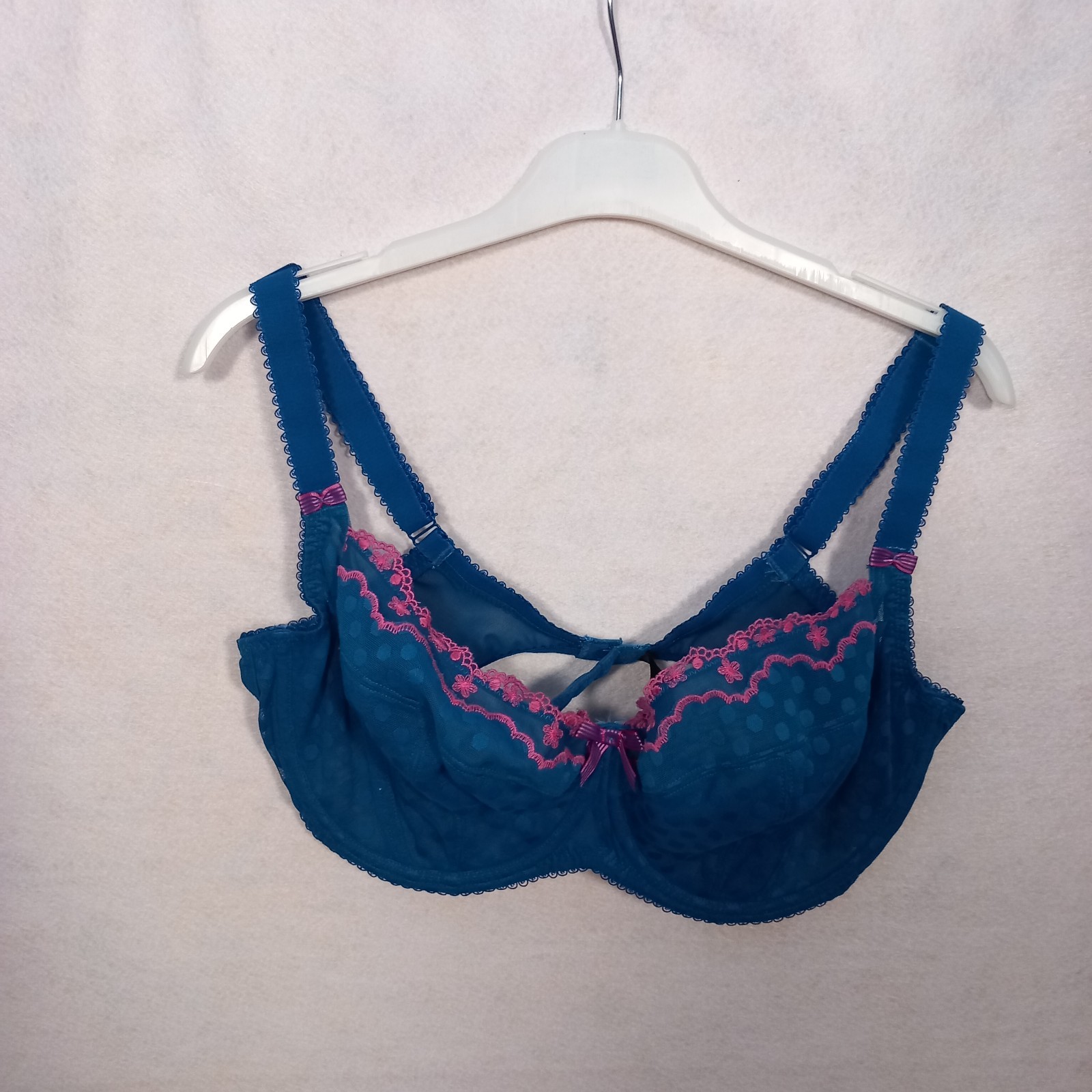 Debenhams Blue Pink Bra Women’s underwired Lacy Bra UK Size 38FF