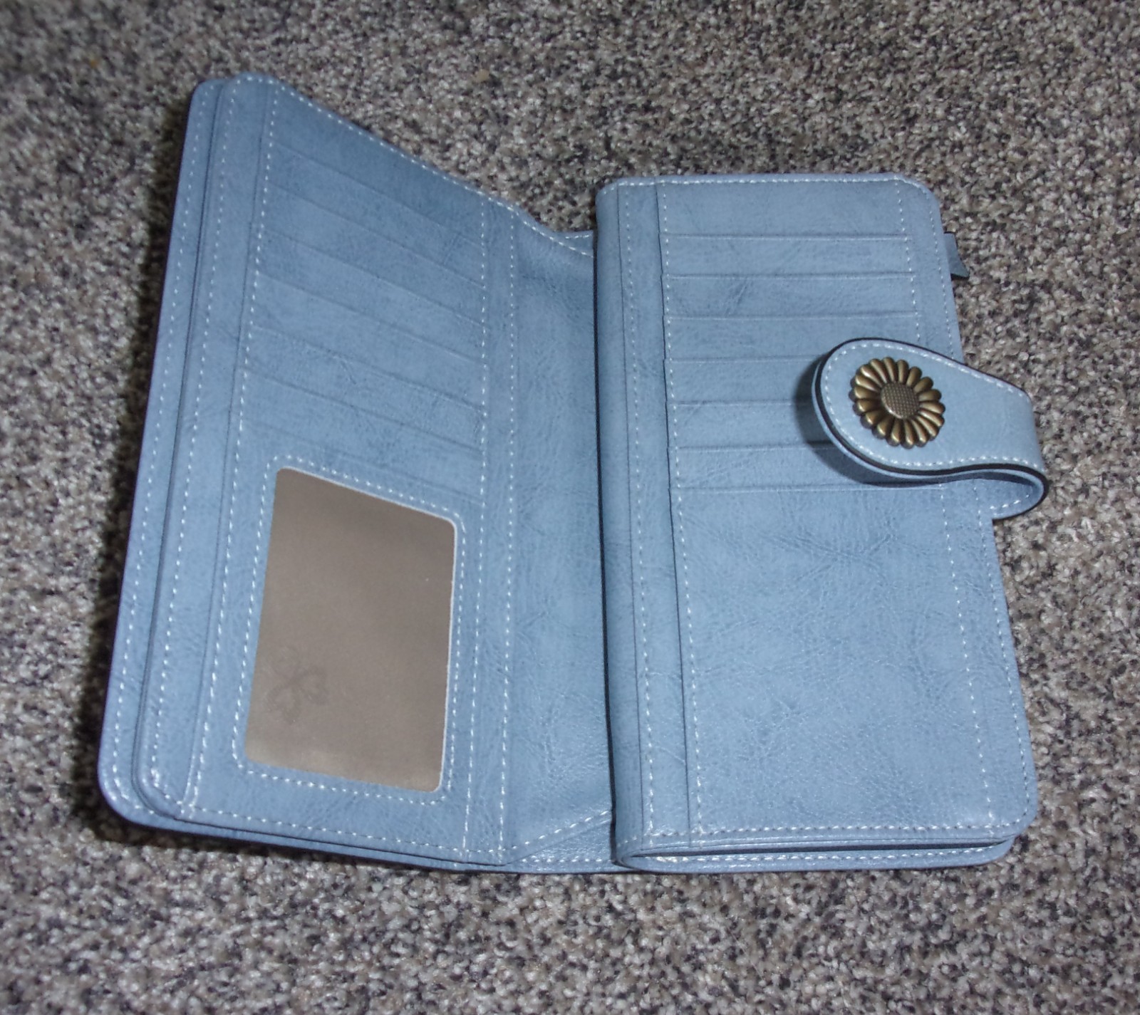 Womens Wristlet Wallet Large Capacity PU Blue Leather Clutch with 26 Card Slots