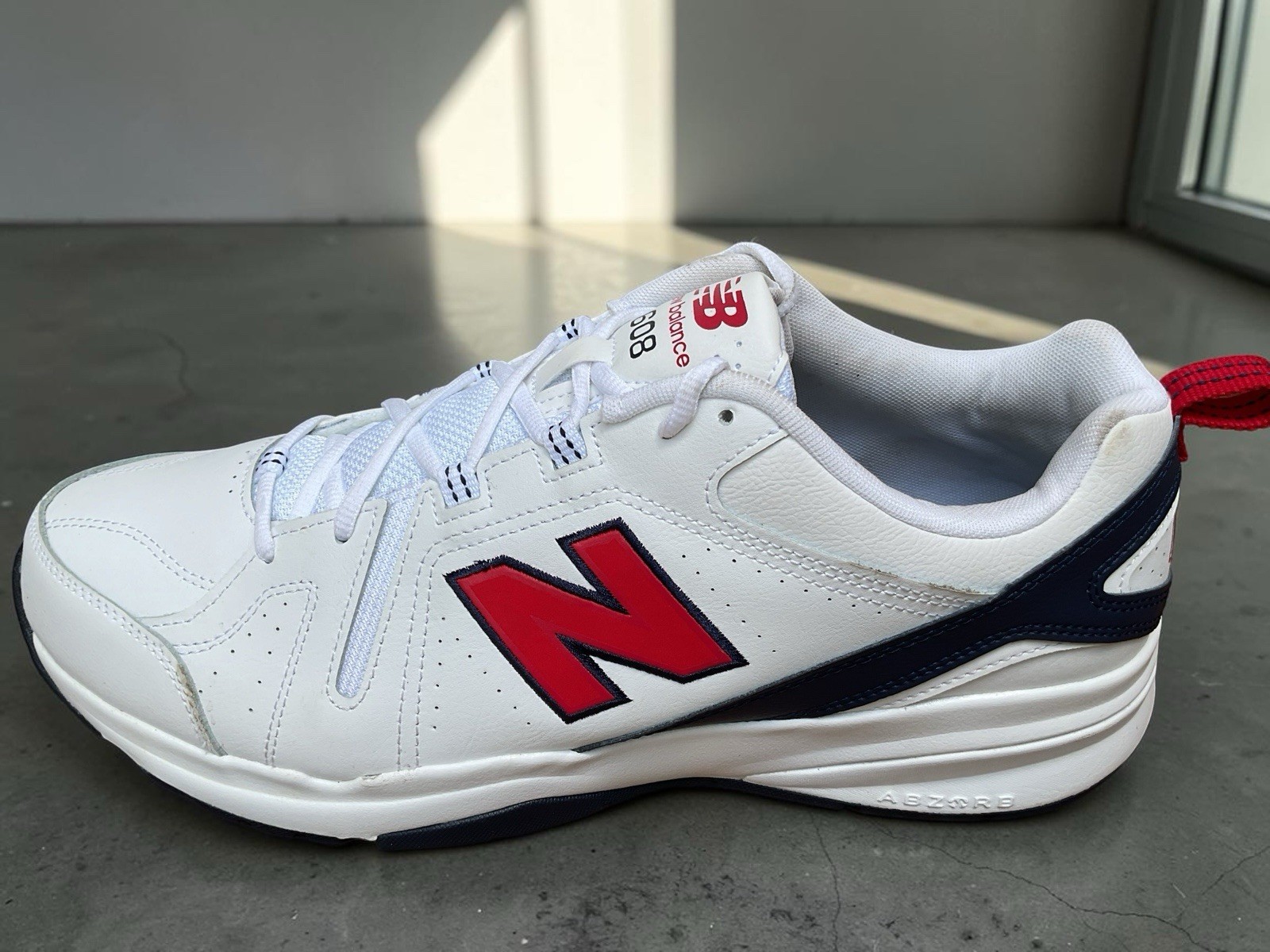 New Balance 608 MX608HR5 Men’s Size 15 White Red Navy Training Walking Shoes