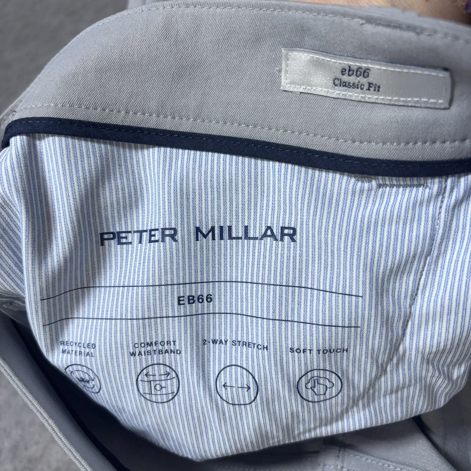 Peter Millar eb66 Pants Mens 40×30 Gray 2-Way Stretch Performance -SIZE NOTE