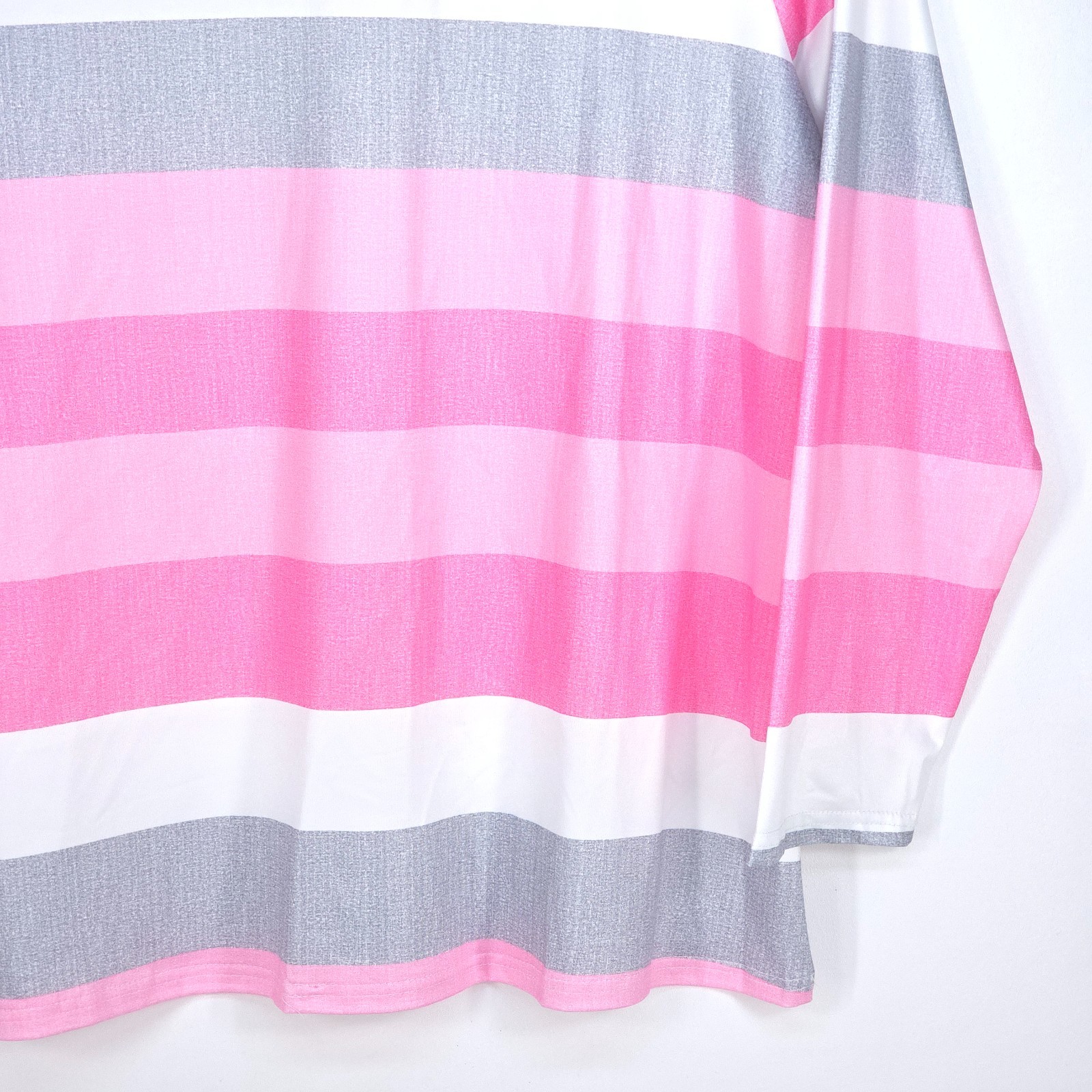 Striped Button Accent Tunic Top Womens 3XL Pink White Gray Coastal Career Office